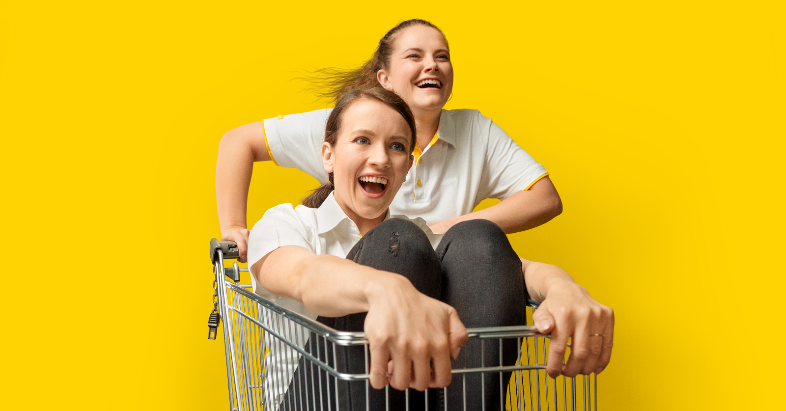 Two employees having fun